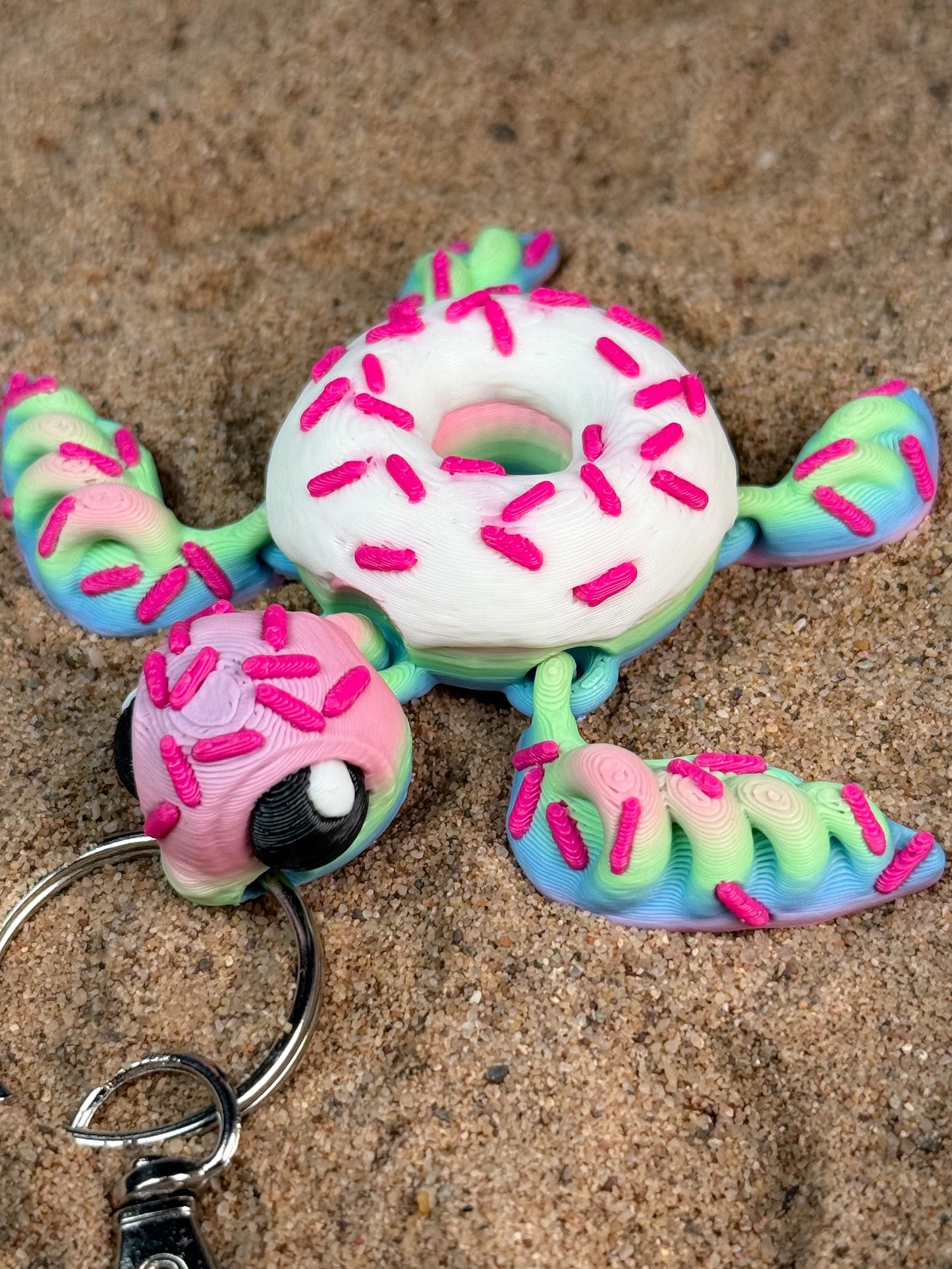 Adorable Donut Turtle Keychain