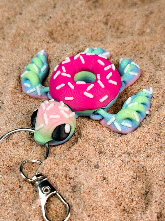 Adorable Donut Turtle Keychain - 3D Printed Cute Food-Inspired Charm | Fun & Durable Accessory