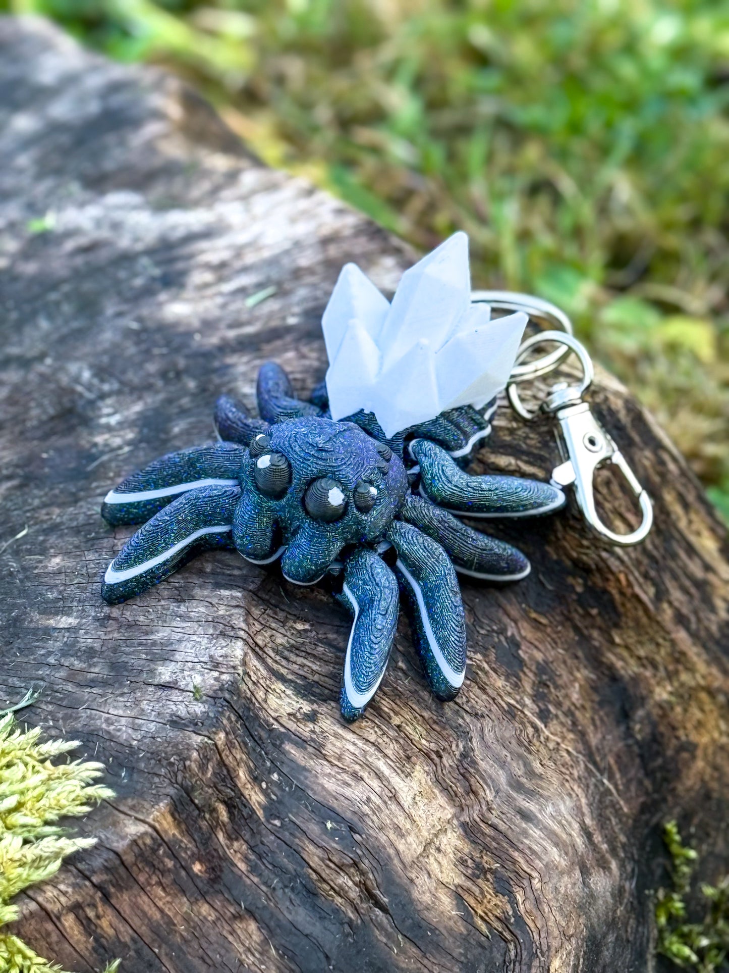 Articulated Crystal Spider Keychain