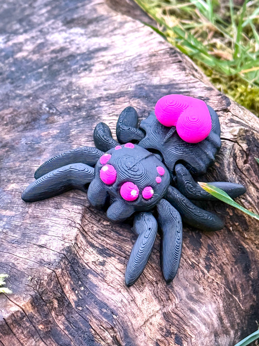 Heart Spider Keychain - 3D Printed Articulated Love Bug | Cute & Creepy Fidget Charm