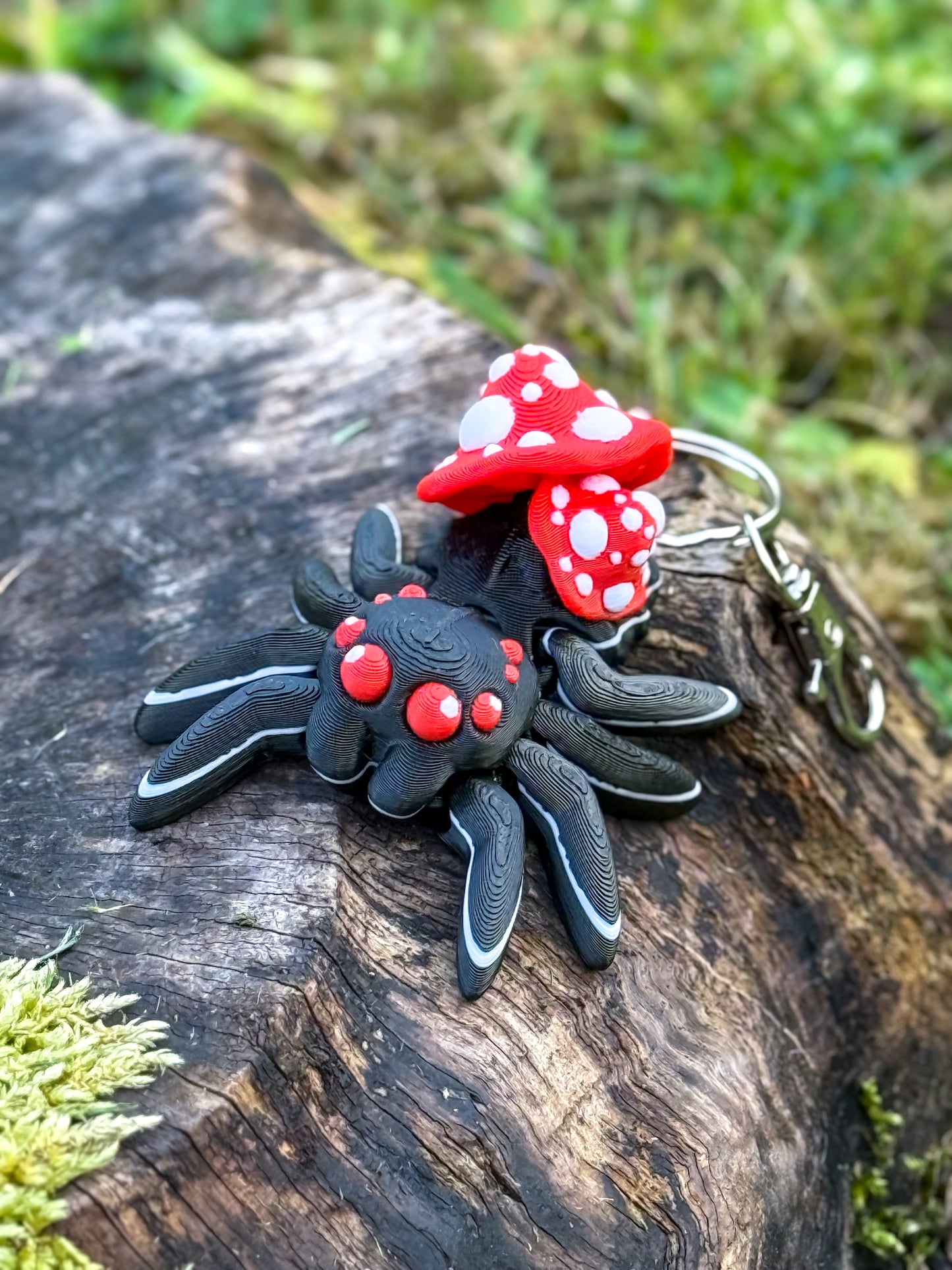 Articulated Mushroom Spider Keychain