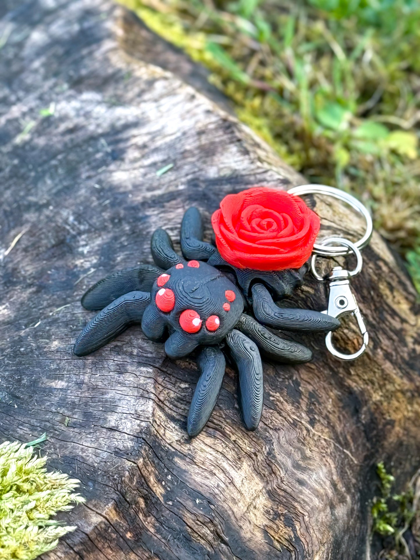 Articulated Rose Spider Keychain
