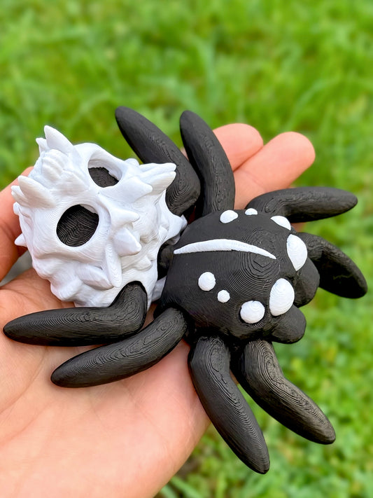 Articulated Halloween Widow Spider with Skull – 3D Printed Toy & Décor