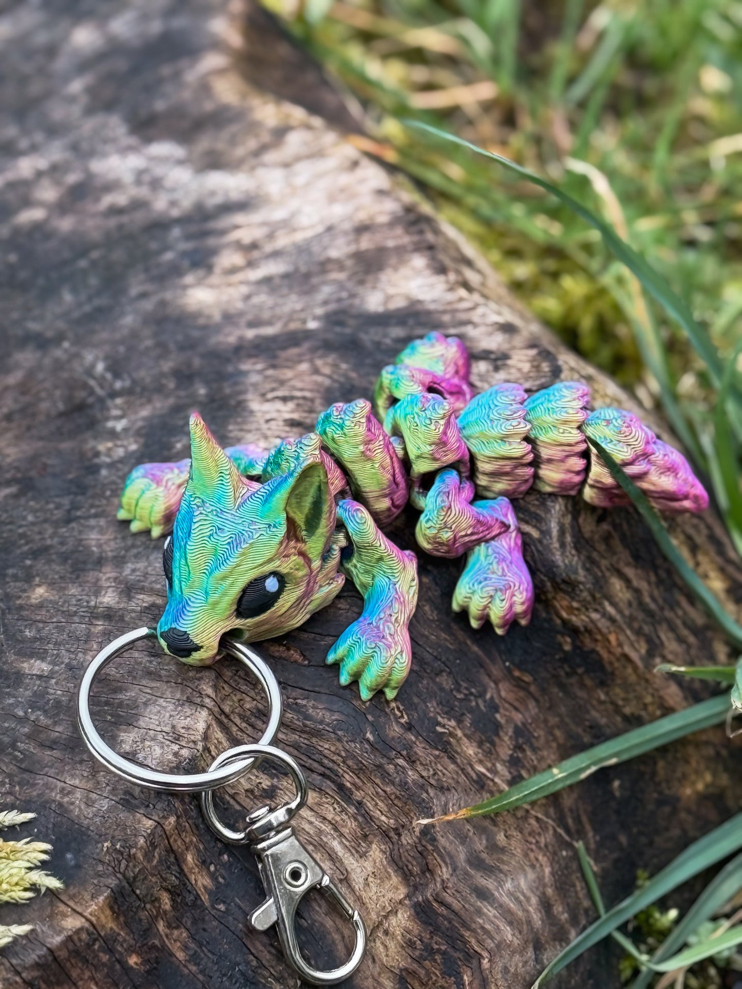 Wolf Pup Keychain 3D Printed Articulated