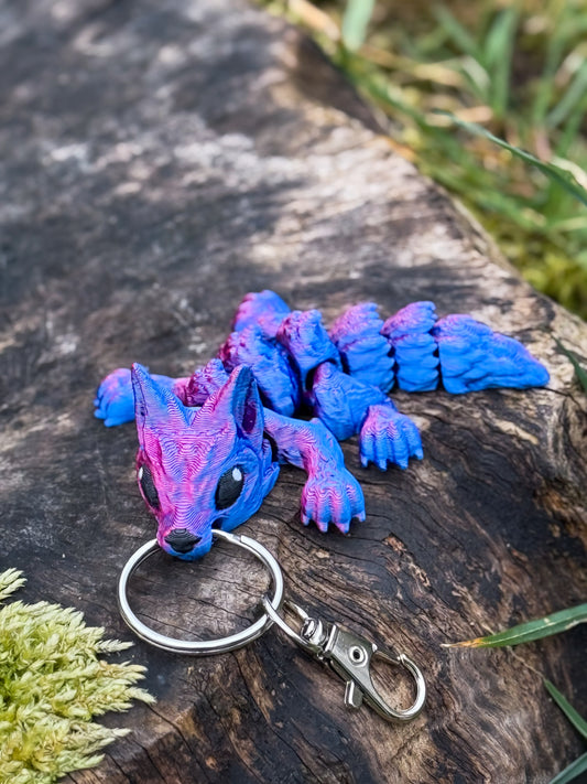 Wolf Pup Keychain - 3D Printed Articulated Animal Charm | Cute & Durable Companion for Keys or Bags
