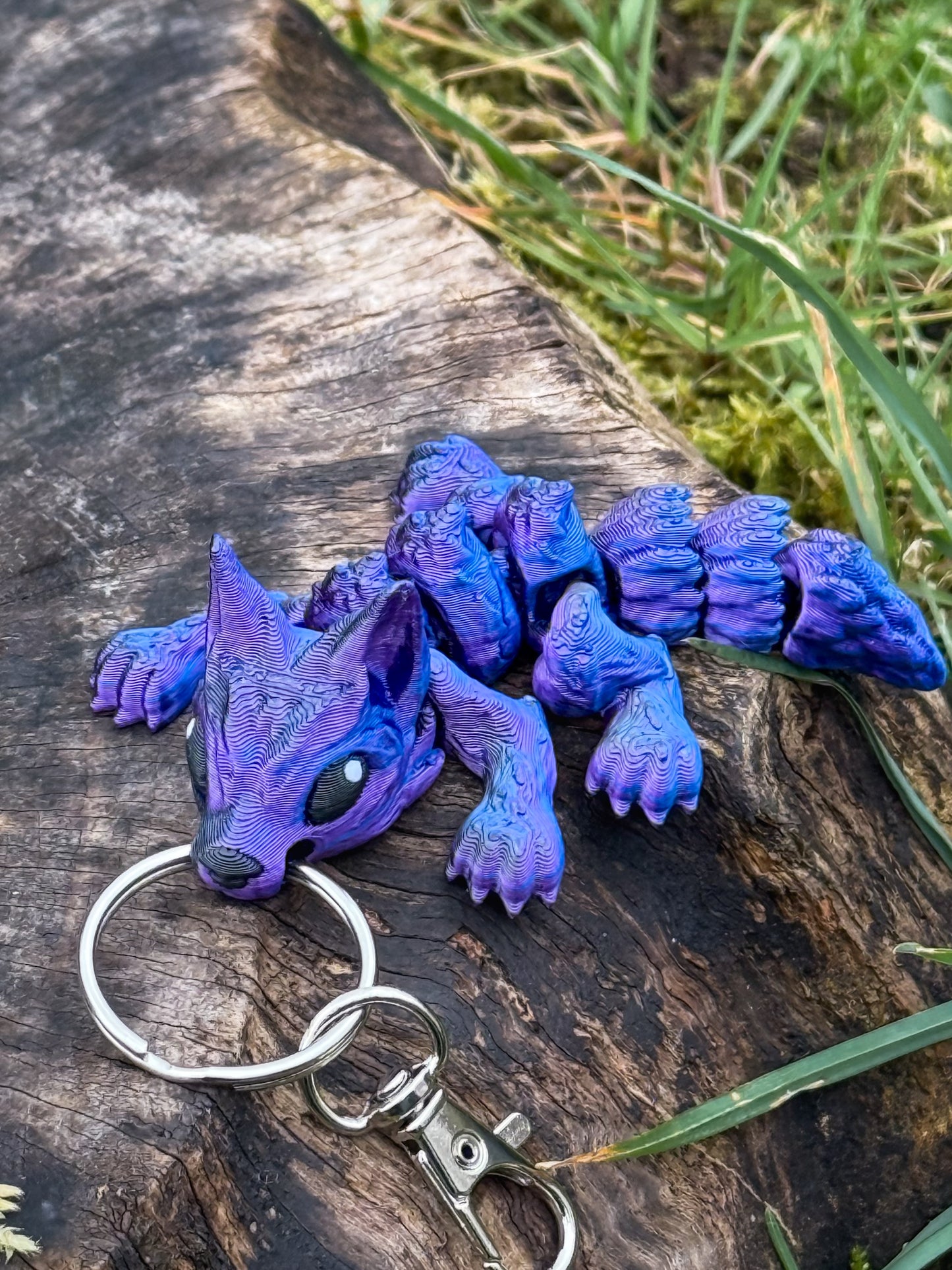 Wolf Pup Keychain 3D Printed Articulated