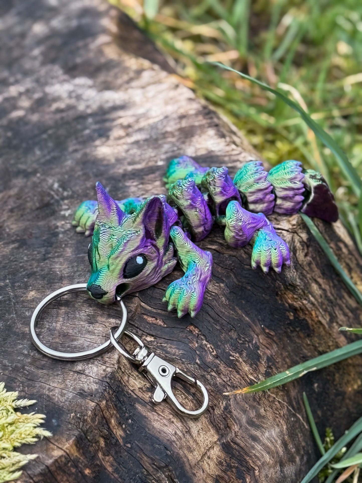 Wolf Pup Keychain 3D Printed Articulated