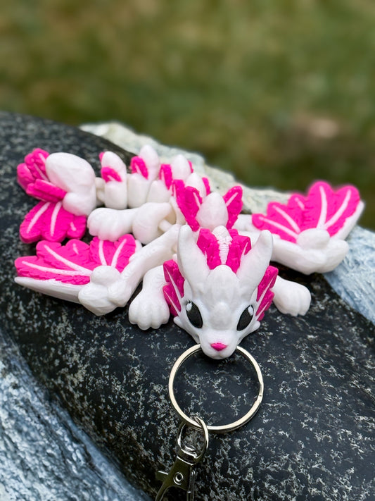 Adorable Bunny Dragon Keychain - 3D Printed Fantasy Animal Charm | Cute & Whimsical Mini Companion