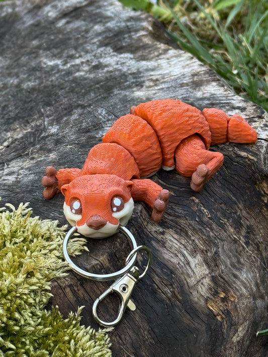 Articulated Otter Keychain - 3D Printed Cute & Poseable Animal Charm | Fun and Durable Accessory